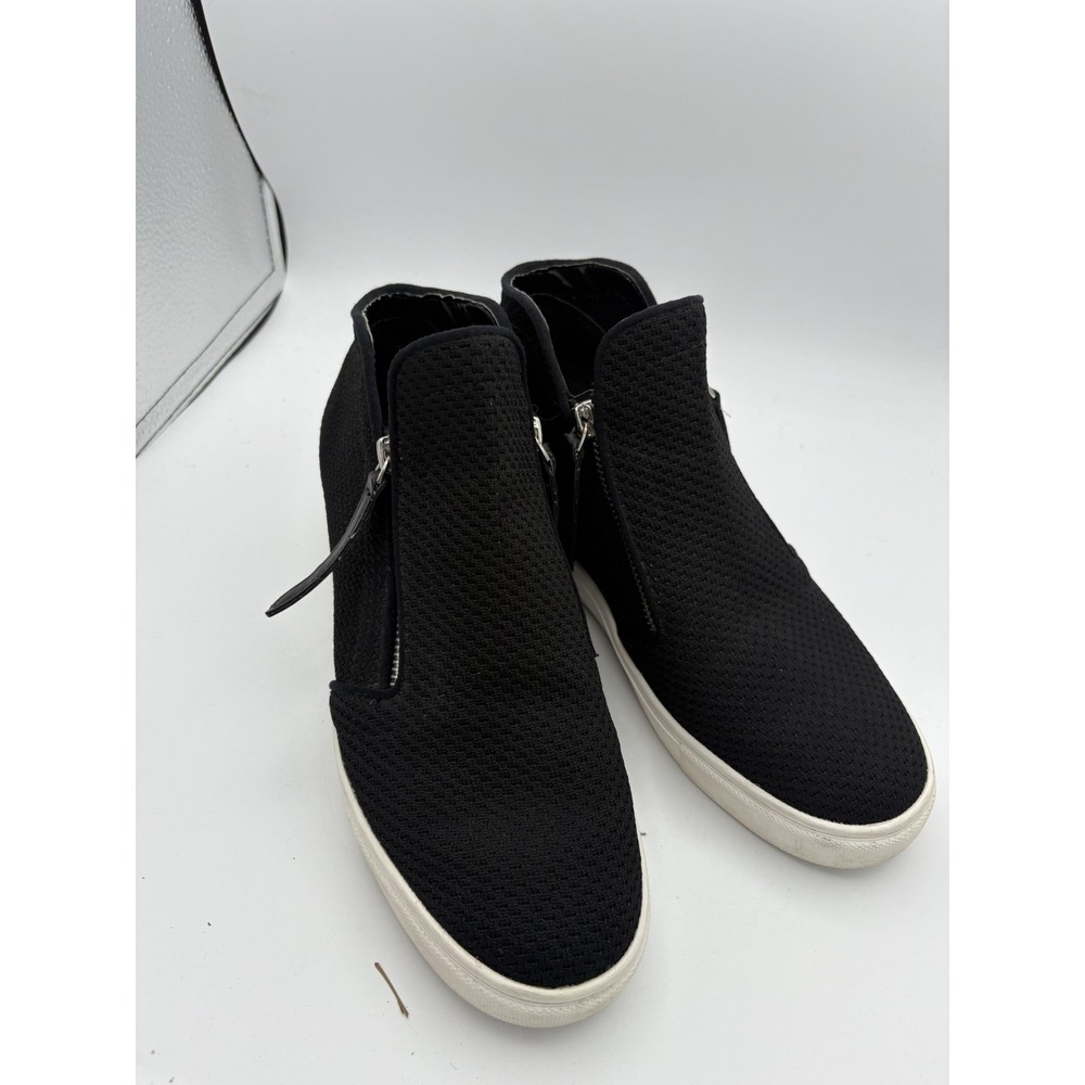 Steve Madden Shoes Womens Size 9.5 Black Hidden Wedge Ankle Zip Booties Sneakers